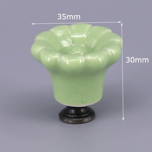 1x Green color series Ceramic Knobs  Dresser Drawer Cabinet Handle Pulls / CuteKitchen Cupboard Knob Furniture Hardware