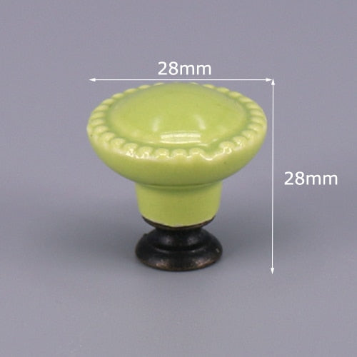 1x Green color series Ceramic Knobs  Dresser Drawer Cabinet Handle Pulls / CuteKitchen Cupboard Knob Furniture Hardware