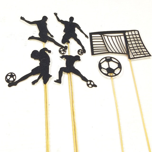 Creative Football Sports Theme Happy Birthday Cake Toppers Cartoon Boy Birthday Cupcake Topper Decoration Kids Birthday Party