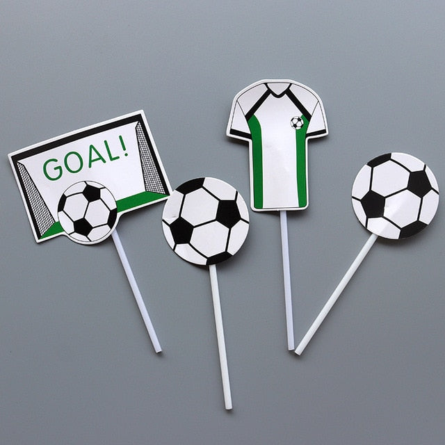 Creative Football Sports Theme Happy Birthday Cake Toppers Cartoon Boy Birthday Cupcake Topper Decoration Kids Birthday Party
