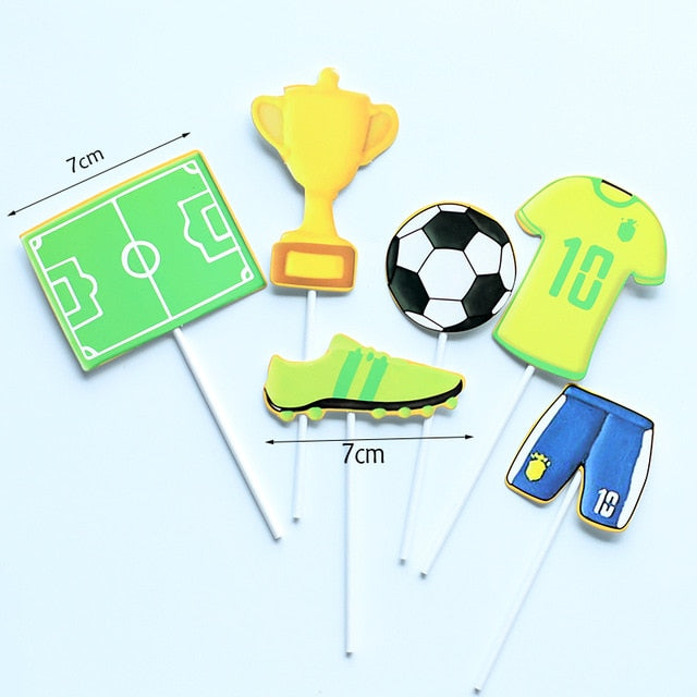 Creative Football Sports Theme Happy Birthday Cake Toppers Cartoon Boy Birthday Cupcake Topper Decoration Kids Birthday Party