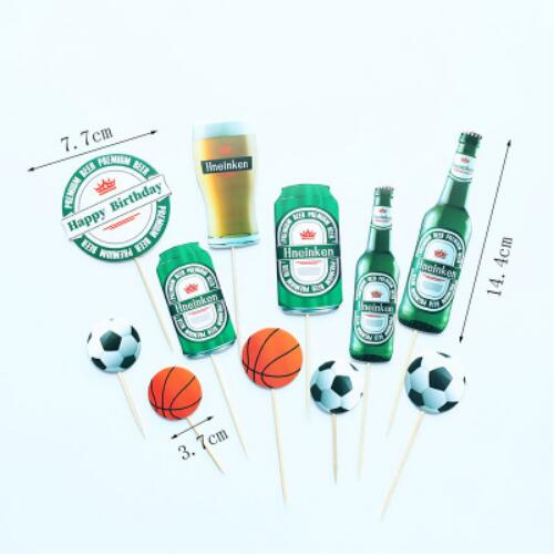 Creative Football Sports Theme Happy Birthday Cake Toppers Cartoon Boy Birthday Cupcake Topper Decoration Kids Birthday Party